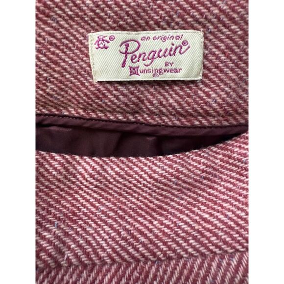 Vintage Original Penguin Wool A-Line Skirt Rose Pink Herringbone Preppy Lined - Picture 3 of 16